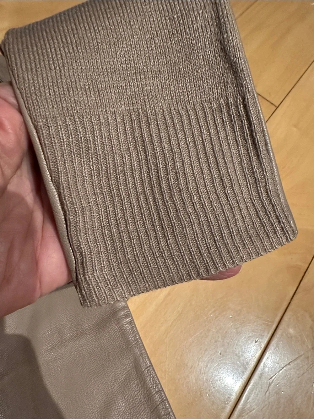 Long Leather Gloves - Taupe Brown